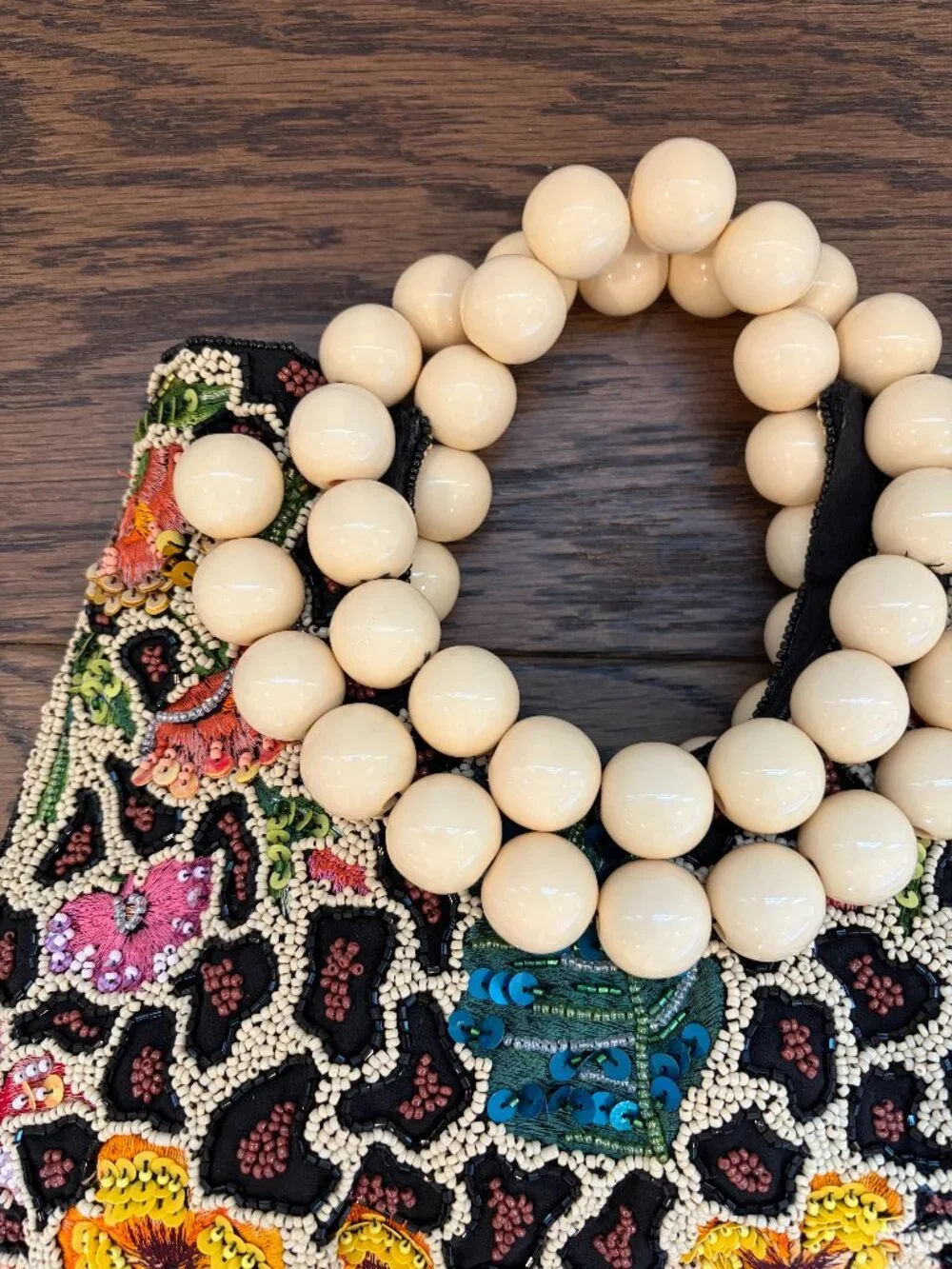 Wood Bead Top Handle Purse by Anthropologie - NWOT - SAMPLE BAG